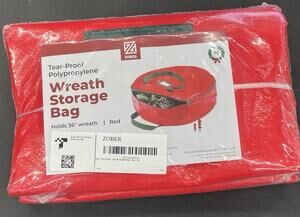 Zober 36" wreath storage bag red dual zipper handles christmas